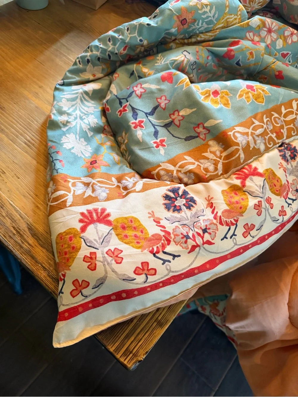 Macys Vilano Comforter Set Full Queen Blue Floral Tiger Deer Boho 3Pc